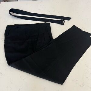 Linen blend high waist black pants